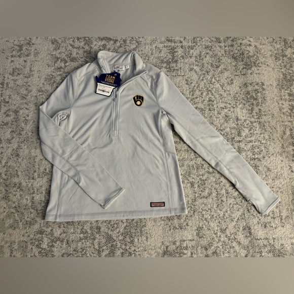 Vineyard Vines Women Brewers Grid Fleece Quarter Zip Pullover Size Small NWT - Picture 2 of 8